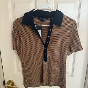 Veronica Beard Tan Striped Button-Up Shirt